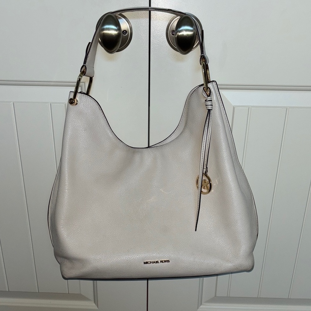 Michael Kors White Leather Hobo Bag